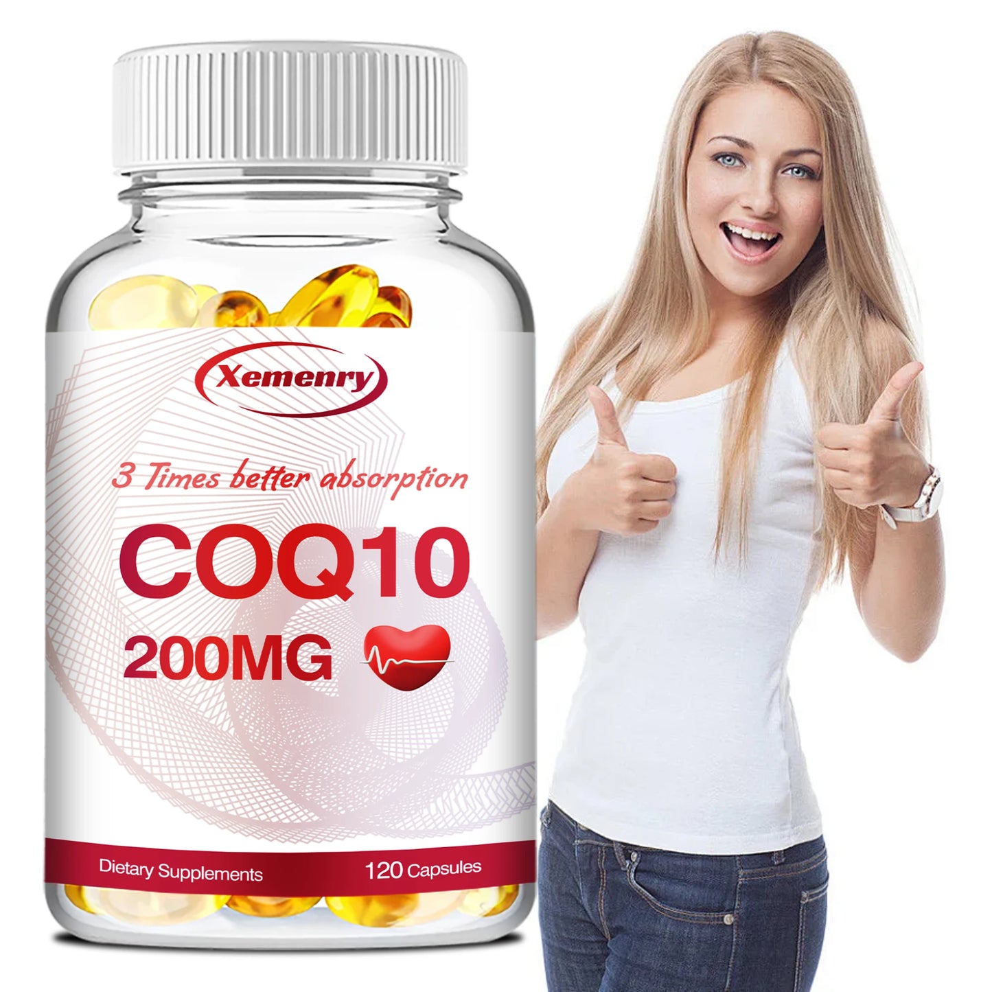 Coenzyme Q10 Supplement 200mg - Circulation Support, Antioxidant, Energy Production, Heart Health - 120 Capsules