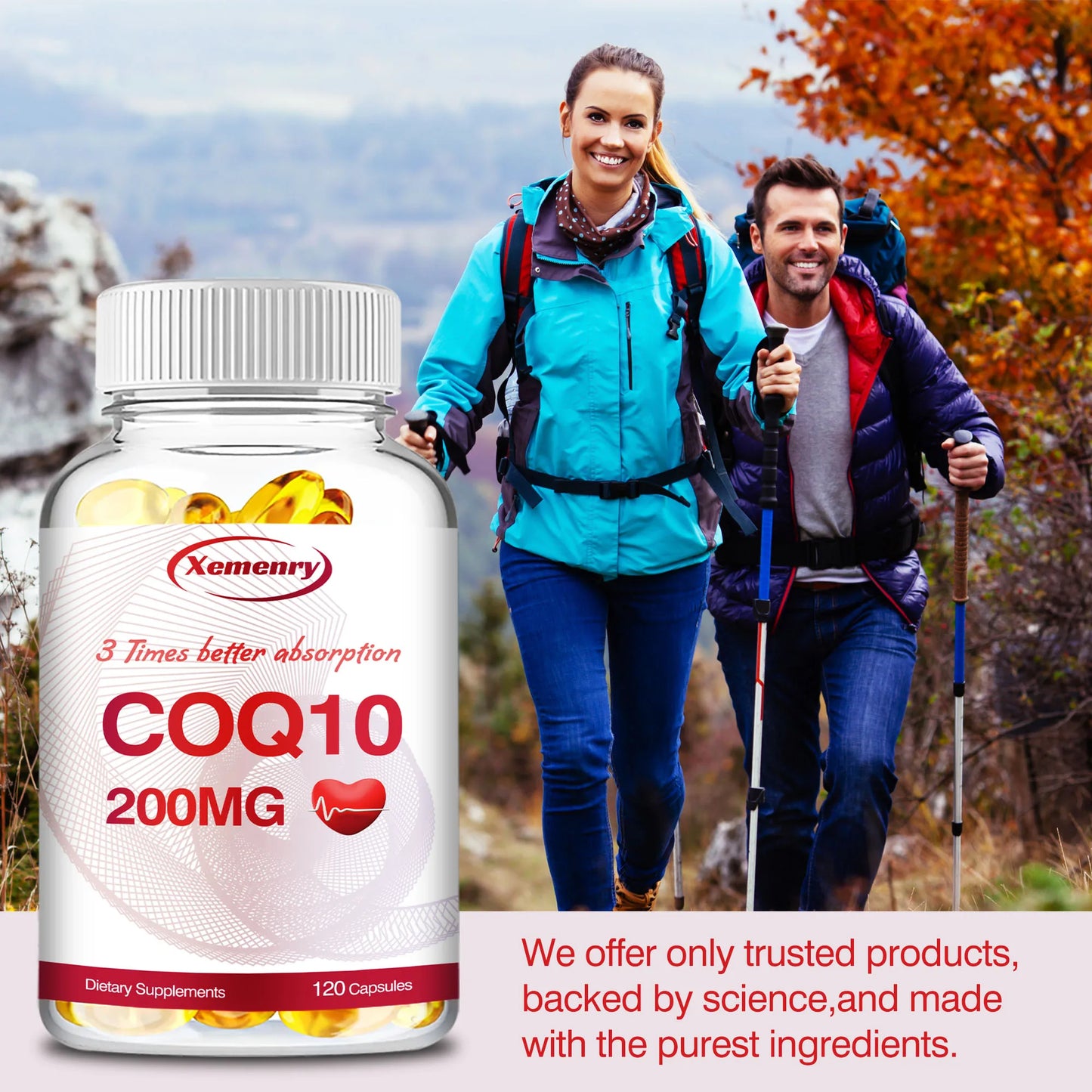 Coenzyme Q10 Supplement 200mg - Circulation Support, Antioxidant, Energy Production, Heart Health - 120 Capsules