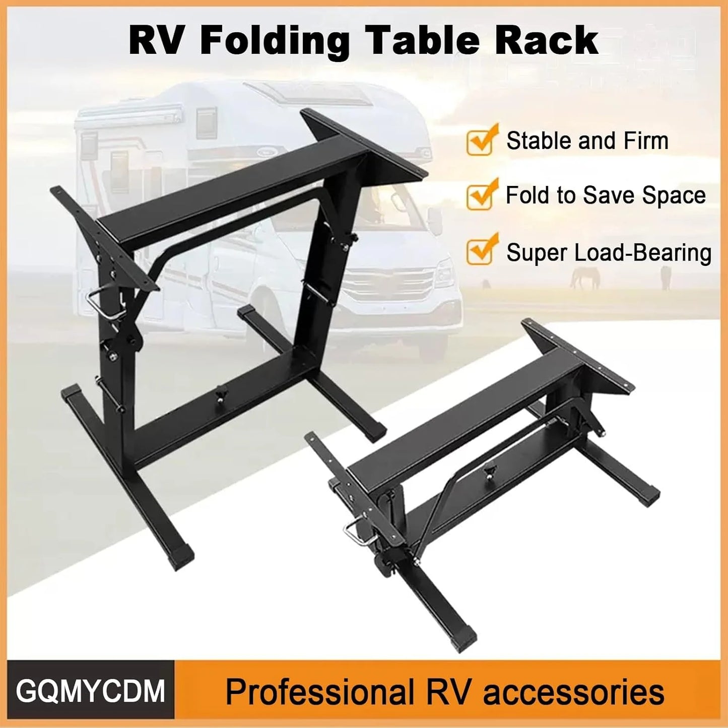 Black Folding Table Leg/Bed Base for RV, camper dining table base, suitable for caravan yacht and various outdoor activities