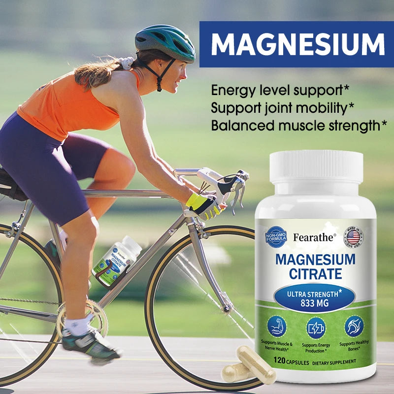 Magnesium Citrate Supplement - Maximum Strength Vegetarian, Supports Muscles, Heart, Bones, Energy, Nervous System, Joints